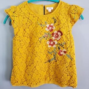 Yellow Lace Floral Top